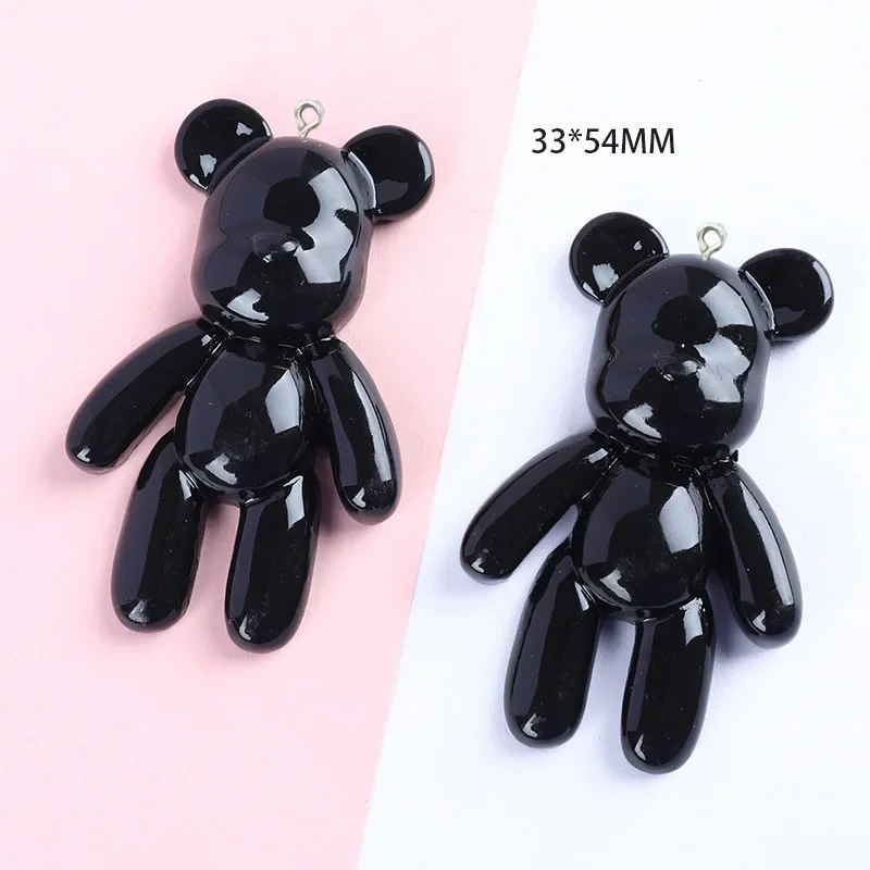 10Pcs Cartoon Cool Bear Charms in resina per orecchini bracciale collana portachiavi gioielli fai da te fare accessori Cabochon Flatback