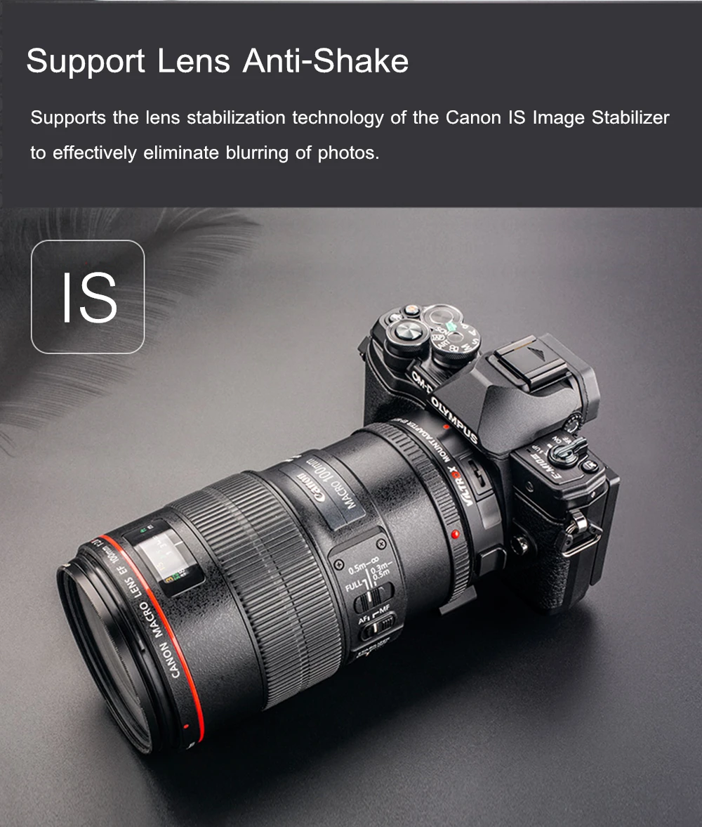 Viltrox EF-M2II Adaptador de refuerzo de velocidad de 0,71x, reductor focal, enfoque automático para lente de montaje Canon EF a cámara Panasonic Olympus M43