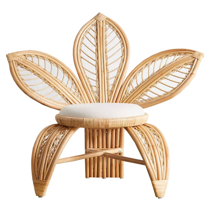 

Rattan sofa balcony leisure petal chair Nordic simple natural full rattan bed and breakfast inn three-person sofa