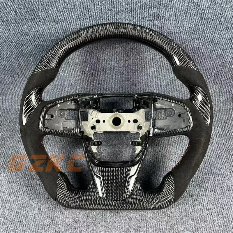 Carbon Fiber black suede Steering Wheel Fit for 2016-2021 H-onda C-ivic Sport Racing Custom D-Shaped Car accessories