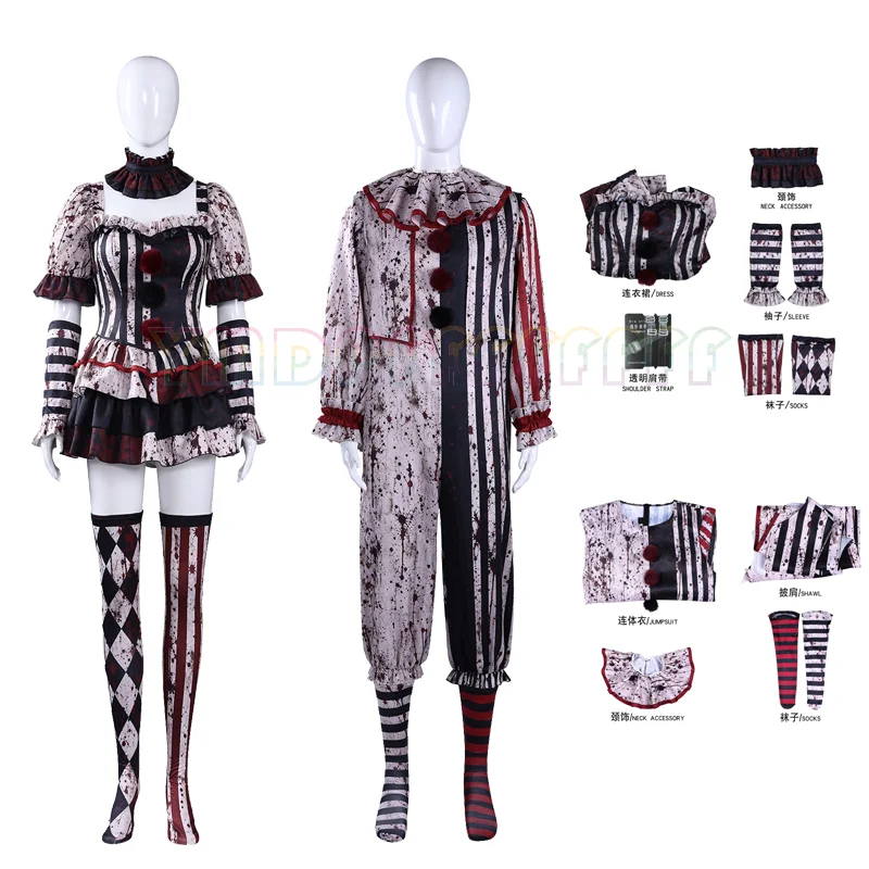 Spot Anime Dark Terror Clown Disguise with Blood Breaking Soul Party Dress Cosplay Neck Dress Sleeves Transparent Shoulder Strap