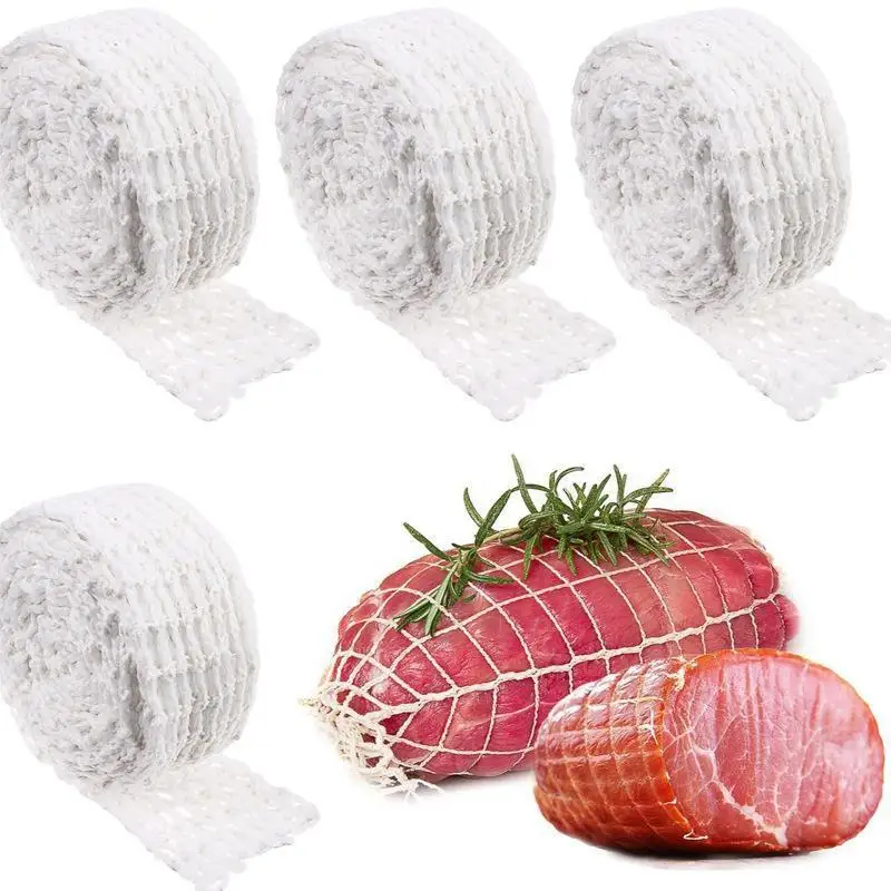 3M Meat Cotton Mesh Bag Ham Sausage Mesh Pork Roll Rope Sausage Mesh Cover Meat Cooking Tools Hot Dog Ham Elbow Fixed Mesh Bag