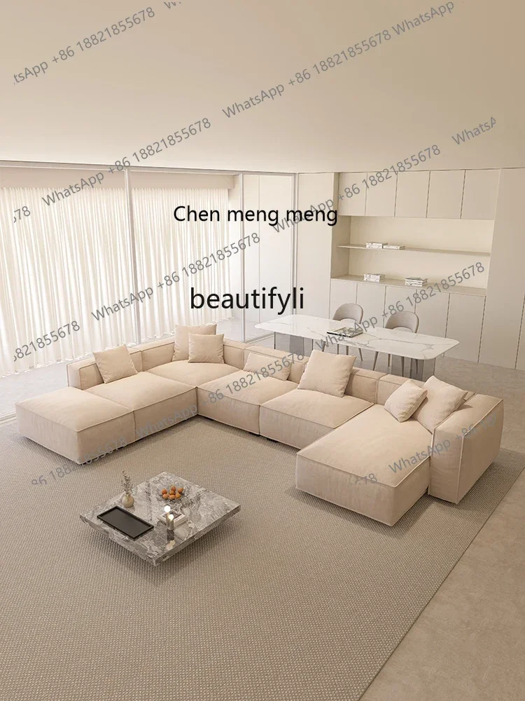 z183  Tofu block sofa wabi silent wind matte cloth sofa one-word straight corner sofa home silent wind