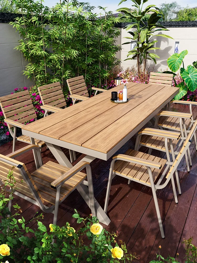 Garden anticorrosive wood waterproof sunscreen open-air balcony outdoor leisure garden table and chair combination