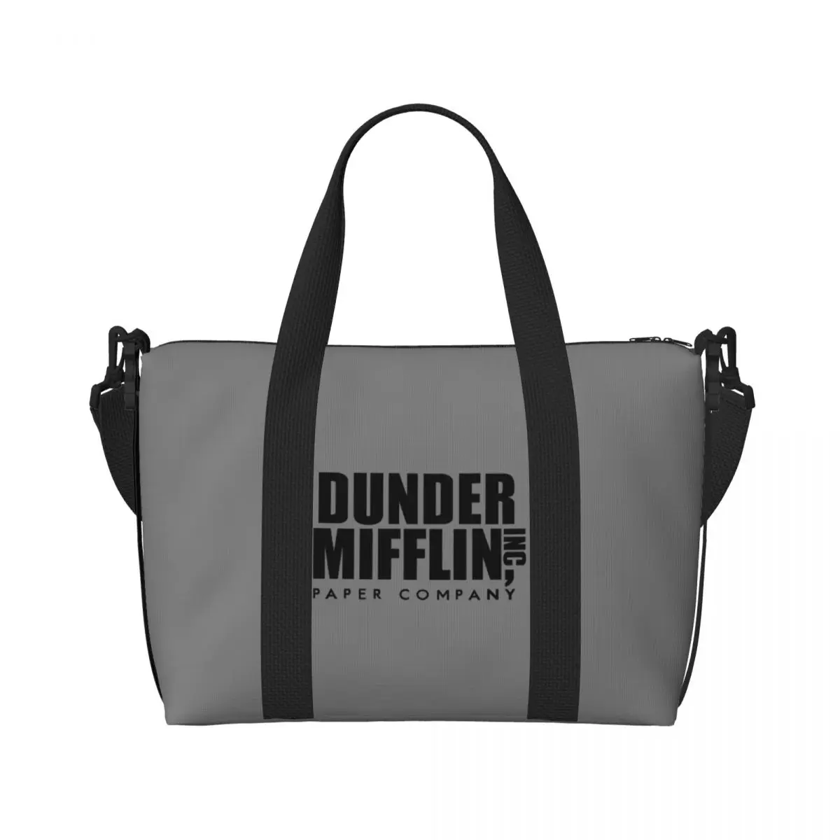 Custom Dunder Mifflin Paper Company Beach Tote Bag for Women Extra Large Gym Carry On The Office TV Show Travel Shopping Bags