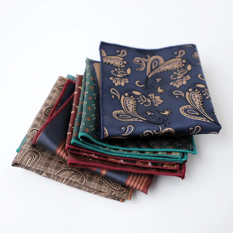 23cm New coreano Fashion Flower Silk Pocket Square uomo Paisley Brown fazzoletto Gentleman Suit Pocket asciugamano Tuxedo Hanky Gift