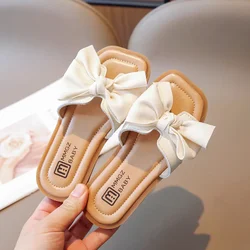 Girls Slippers with Bow-knot Non-slip Children Fashion Princess Shoes Open-toe Kids Summer Beach Shoes Flats Anti-Slippery 2024