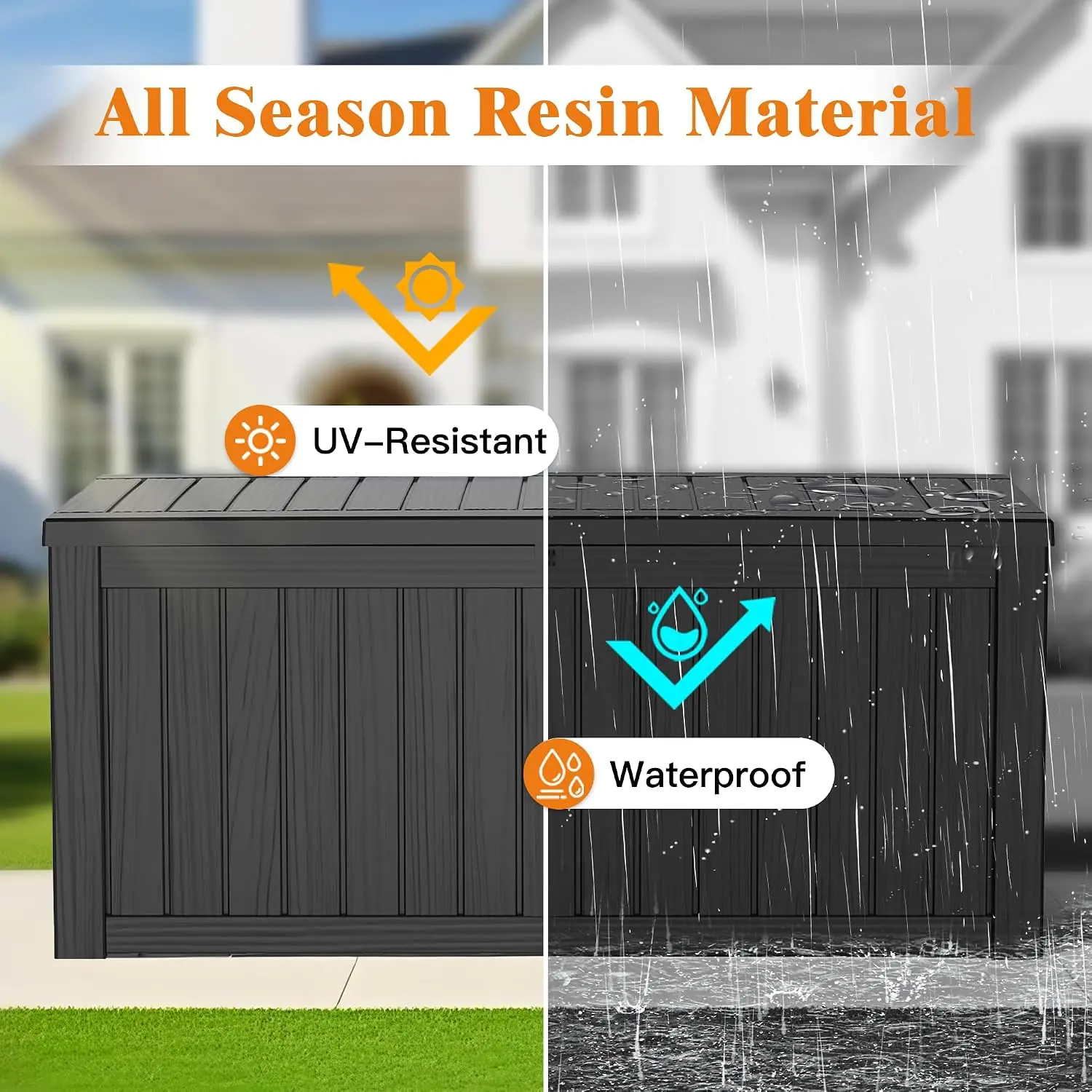 Outdoor Large Storage Cabinet Deck box, 150 Gallons Waterproof Heavy Duty Deck Box, Lockable Patio Storage box for Garden