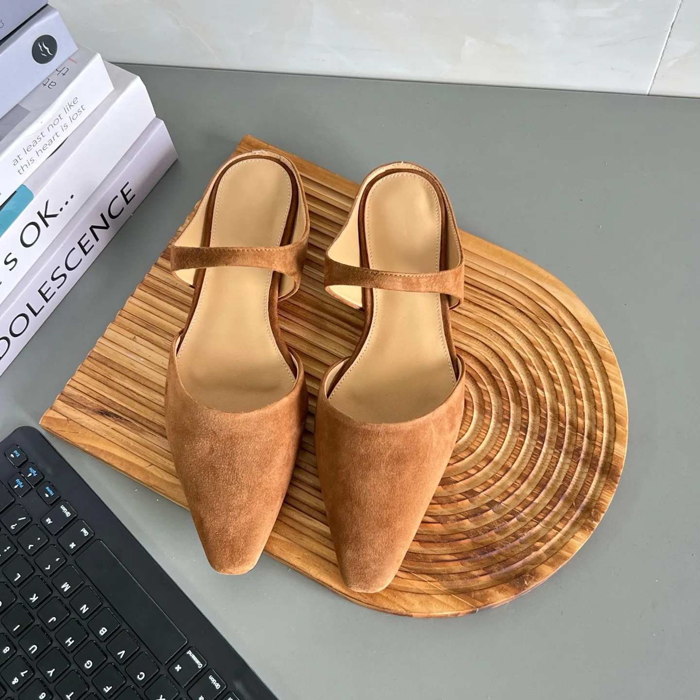 

Dave&di Summer Minimalist French Handmade Shoes Sandals Retro Pointed Mules Shoes Toe Caps Slippers Mary Jane Shoes For Woman
