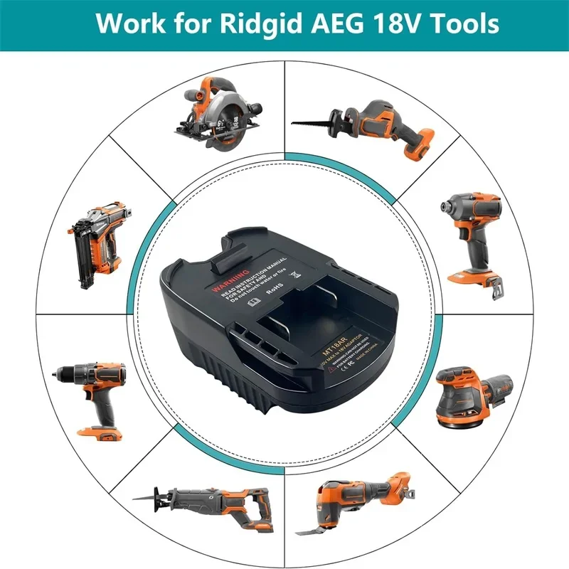 Adapter Converter for Makita 18V Battery To for Ridgid AEG 18V Li-Ion Battery for Ridgid AEG Cordless Power Drill/Driver Tools