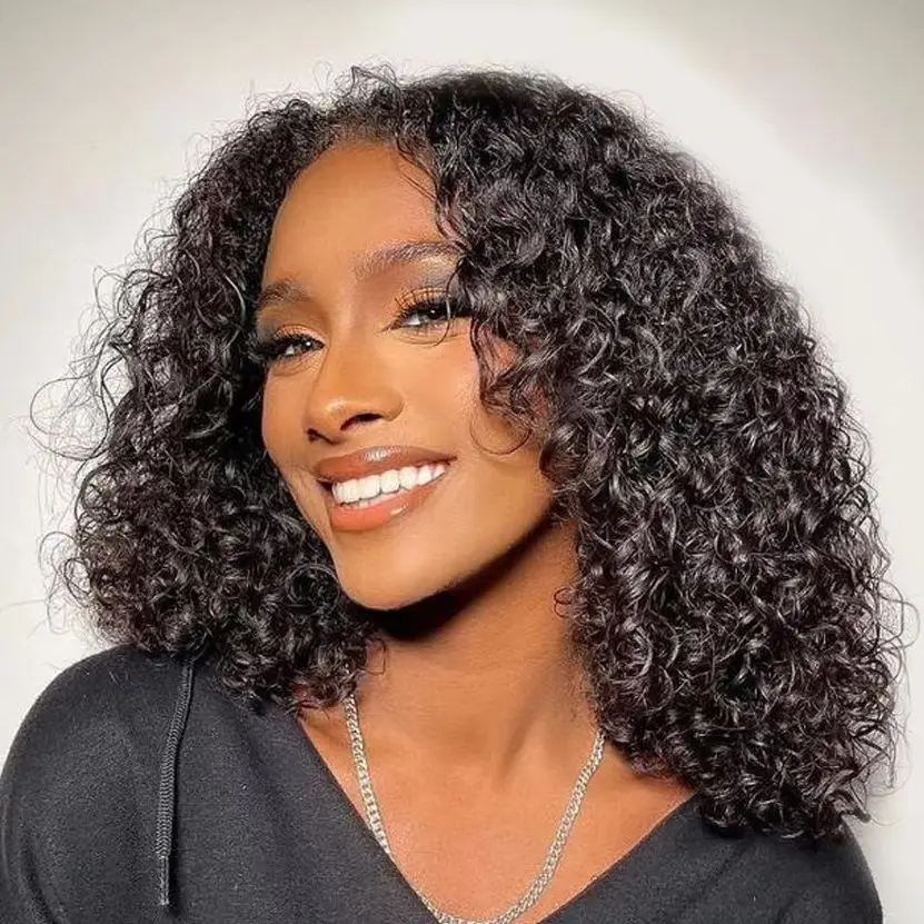 

100% Remy Hair Curly Bob Wigs Human Hair 13x4 Lace Frontal Human Hair Wigs HD Transparent Lace Front Wigs For Women 180 density