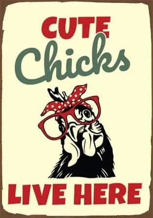 Cute Chicks Sign, Sign For Chicks, Farmers Coop, Chicken Home, Chick Tin Sign Decor Metal Plate Plaque Aluminum Metal Sign 8X12