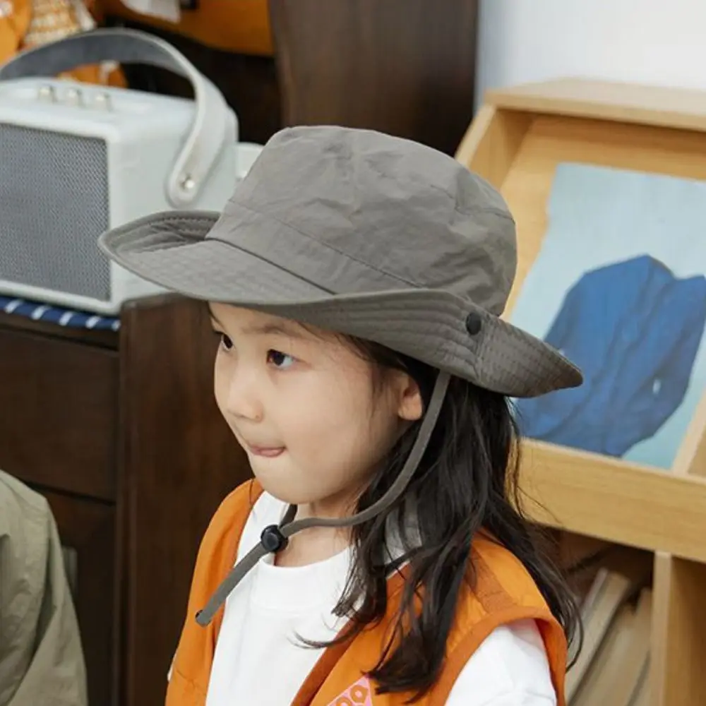 

Casual Quick-drying Kids Camping Hat Breathable Adjustable Rope Children Bucket Hat Skin-Friendly Windproof Kids Bonnet Beach