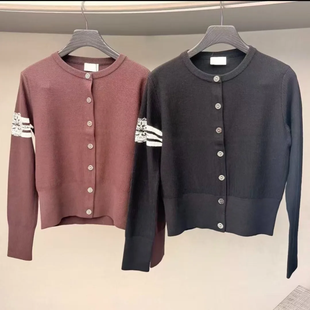 Women's Golf Knit Cardigan 2026 Fall New Korean Style Black Button-Up High-End Elegant Chic Slim Fit Lightweight Soft Breathable