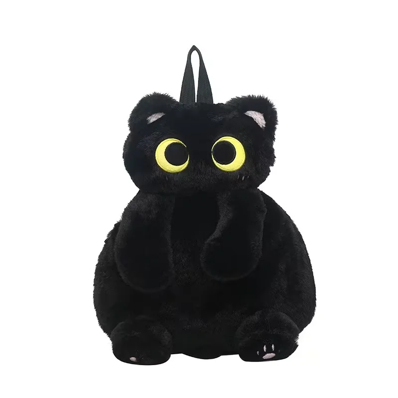 Mochilas de Gato Negro con Ojos Grandes, Muñeco de Peluche de Gatito Kawaii, Bolsa de Hombro de Gran Capacidad, Juguete Suave, Bolso Bandolera de Moda