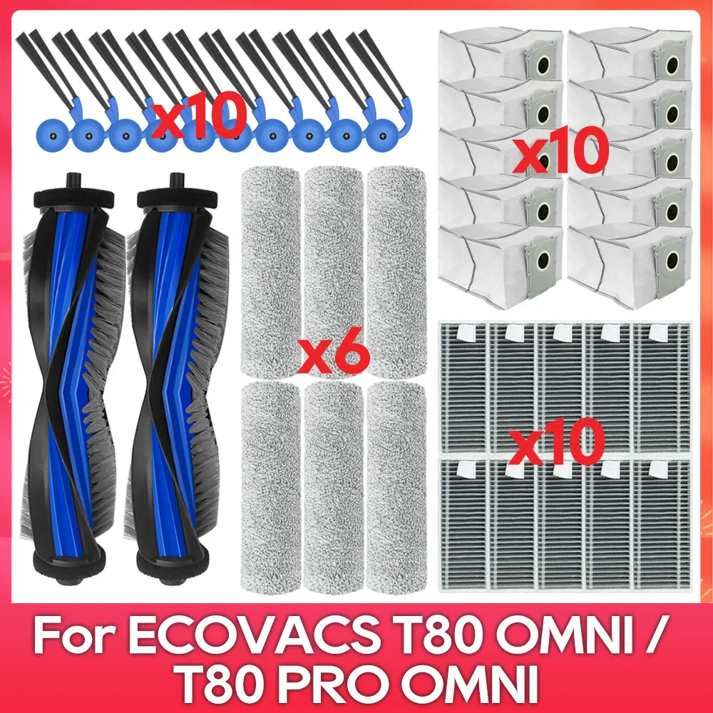 Ersatzteile für ECOVACS T80 PRO OMNI / T80 OMNI Saugroboter: Hauptrolle, Mopp-Tuch, Seitenbürste, Staubbeutel, HEPA-Filter, Zubehör