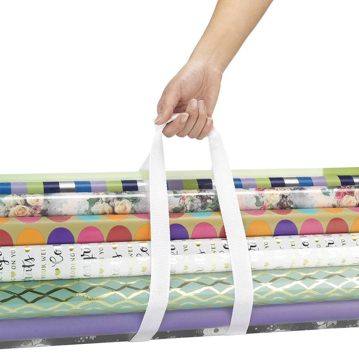 Gift Wrapping Paper Storage Transparent Storage Bag Holiday Paper Tube Zipper Packaging with Handle LargeCapacity Waterproof Bag