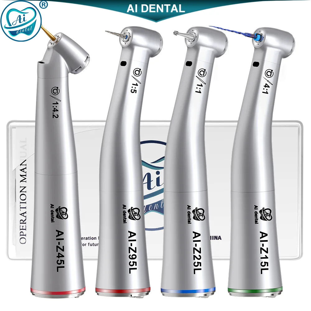 AI-Z Series Dental Contra Angle Increasing Speed 1:4.2/1:5/1:1/4:1 Low Speed Handpiece Optic LED For E-type Electric Micromotor