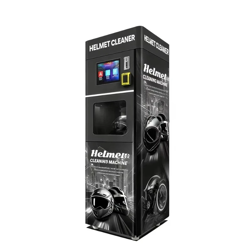 Custom helmet cleaning vending machine with coin QR code credit card payment options including token system SDK