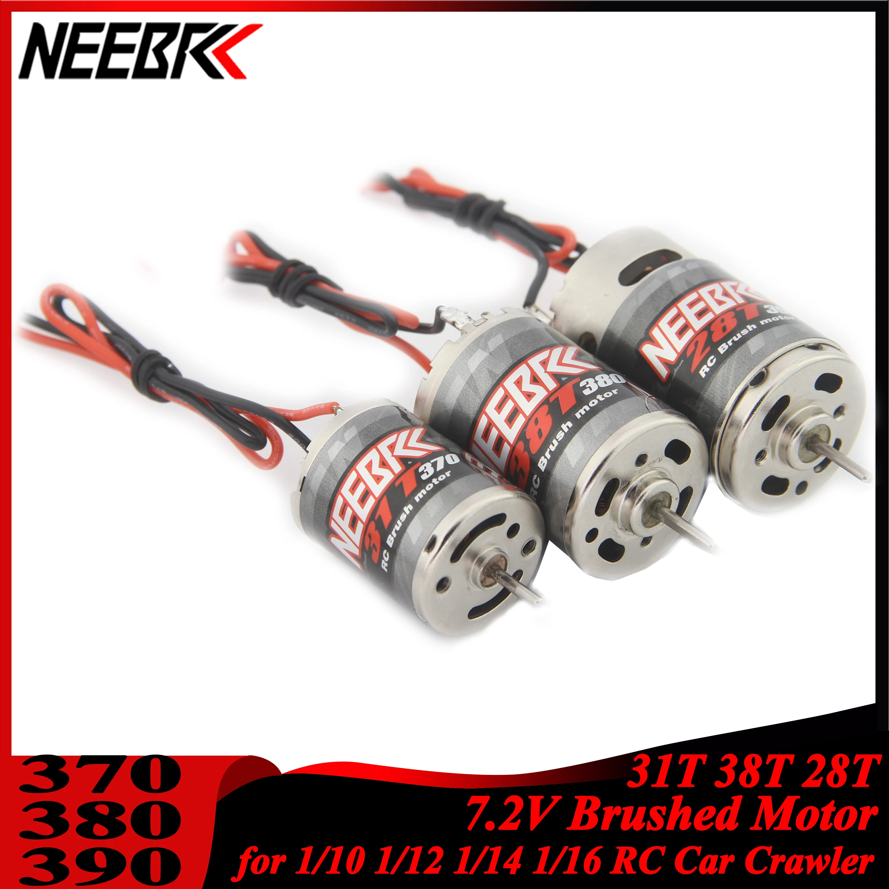 

NEEBRC 370 31T 380 38T 390 28T Brushed Motor for 1/24 1/16 1/14 1/12 1/10 RC Car Crawler Monster AXIAL SCX24 B17 TAM54393 HSP