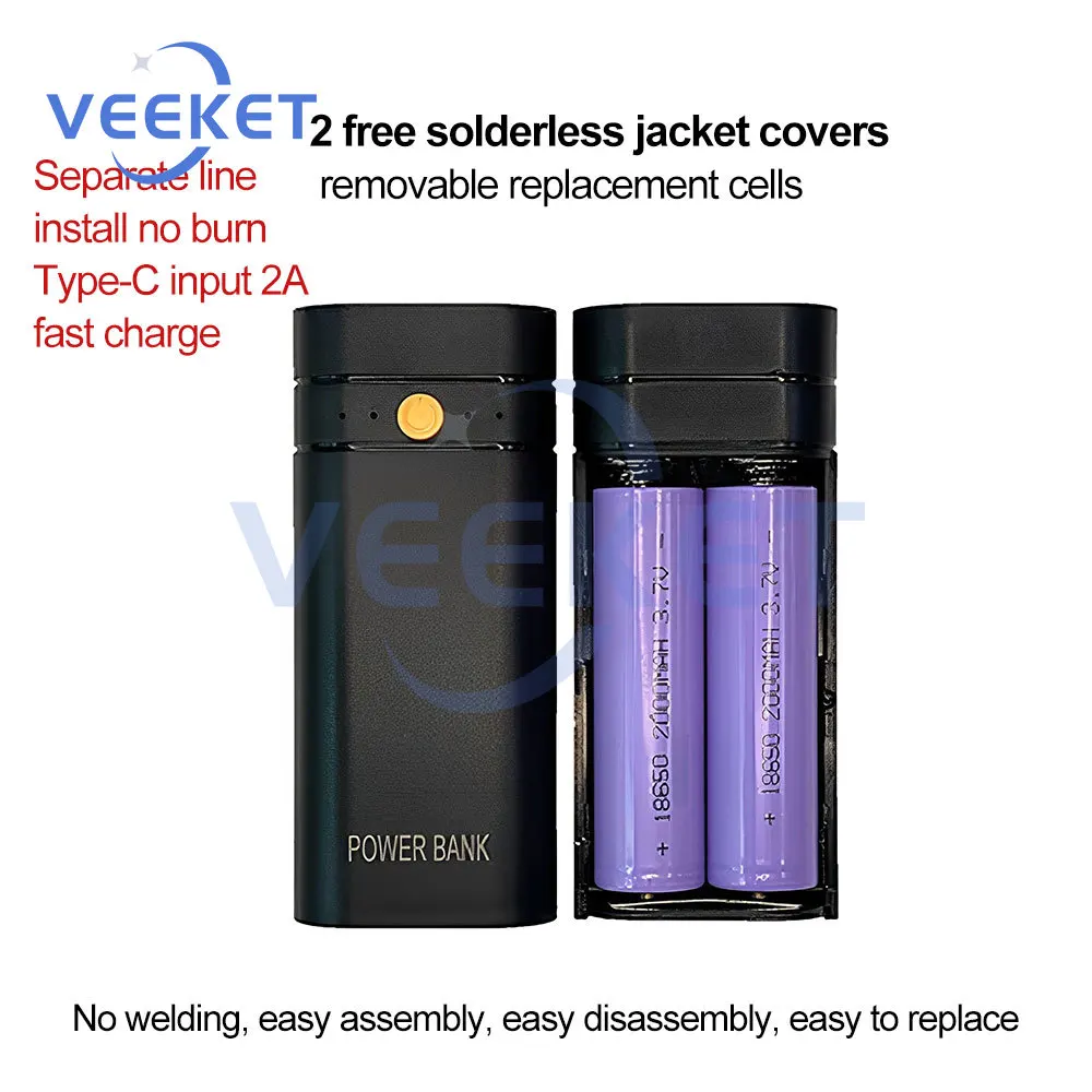 DIY Power Bank Box Зарядное устройство с плоской головкой Внешний корпус USB-выходные порты Пластиковый корпус Чехол Power Bank