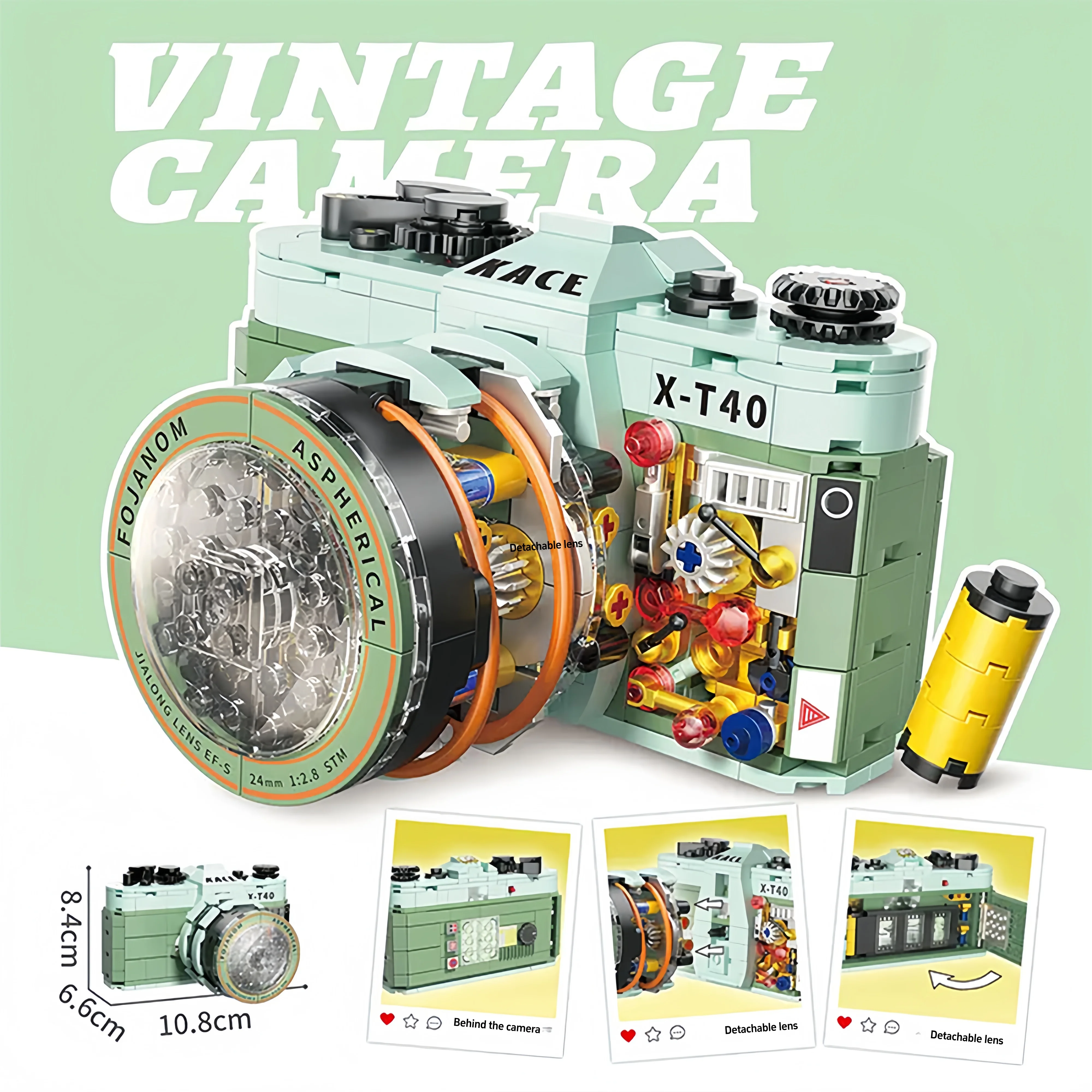 Creative Building Blocks Mechanical Universe Retro Camera Assembled Handmade Toys Model Ornaments DIY Educational Leisure Toys ﻿