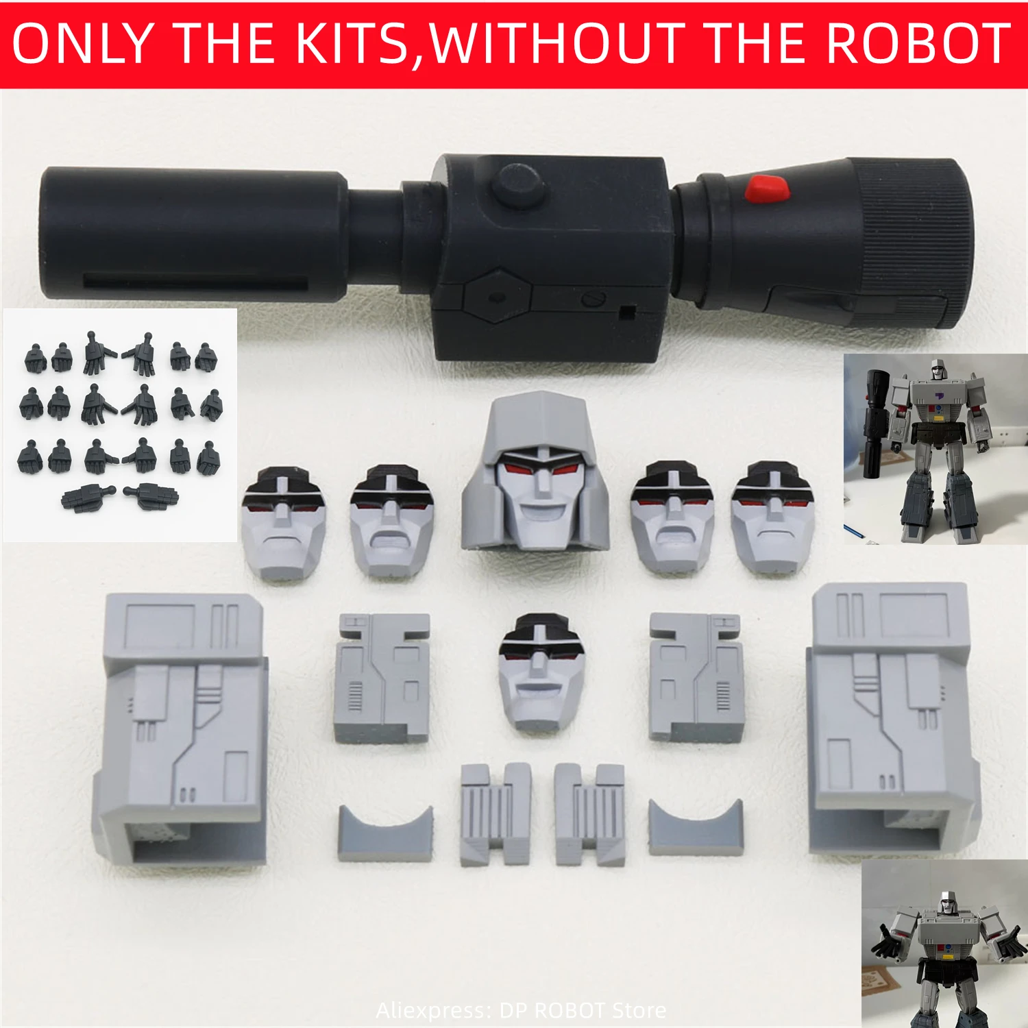 Kit de actualización de cabezal/mano de repuesto de ampliación de armadura de hombro de cañón brillante para accesorios SS86 Megatank