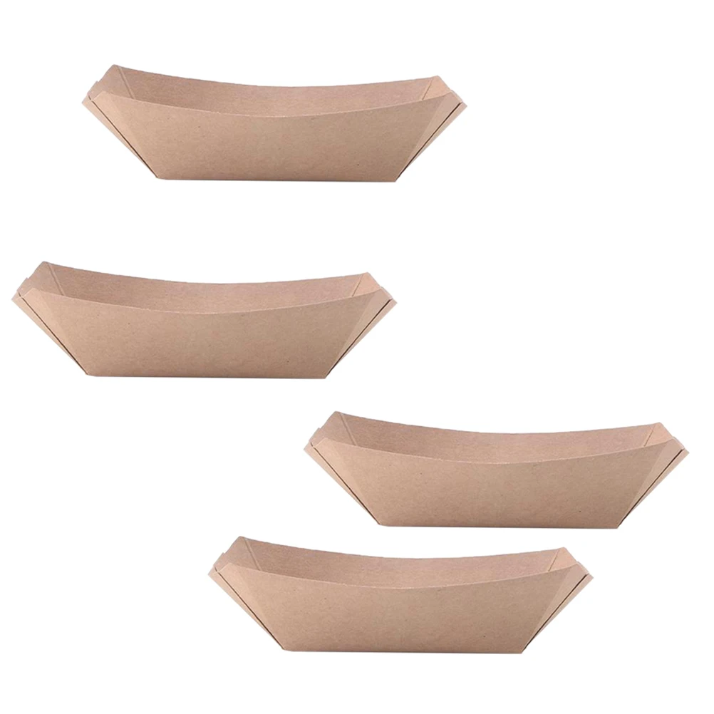 

100pcs Kraft Paper Snack Boxes Waterproof Leakproof Party Takeout Cartons for Lunch Salad Food Packaging Gifts