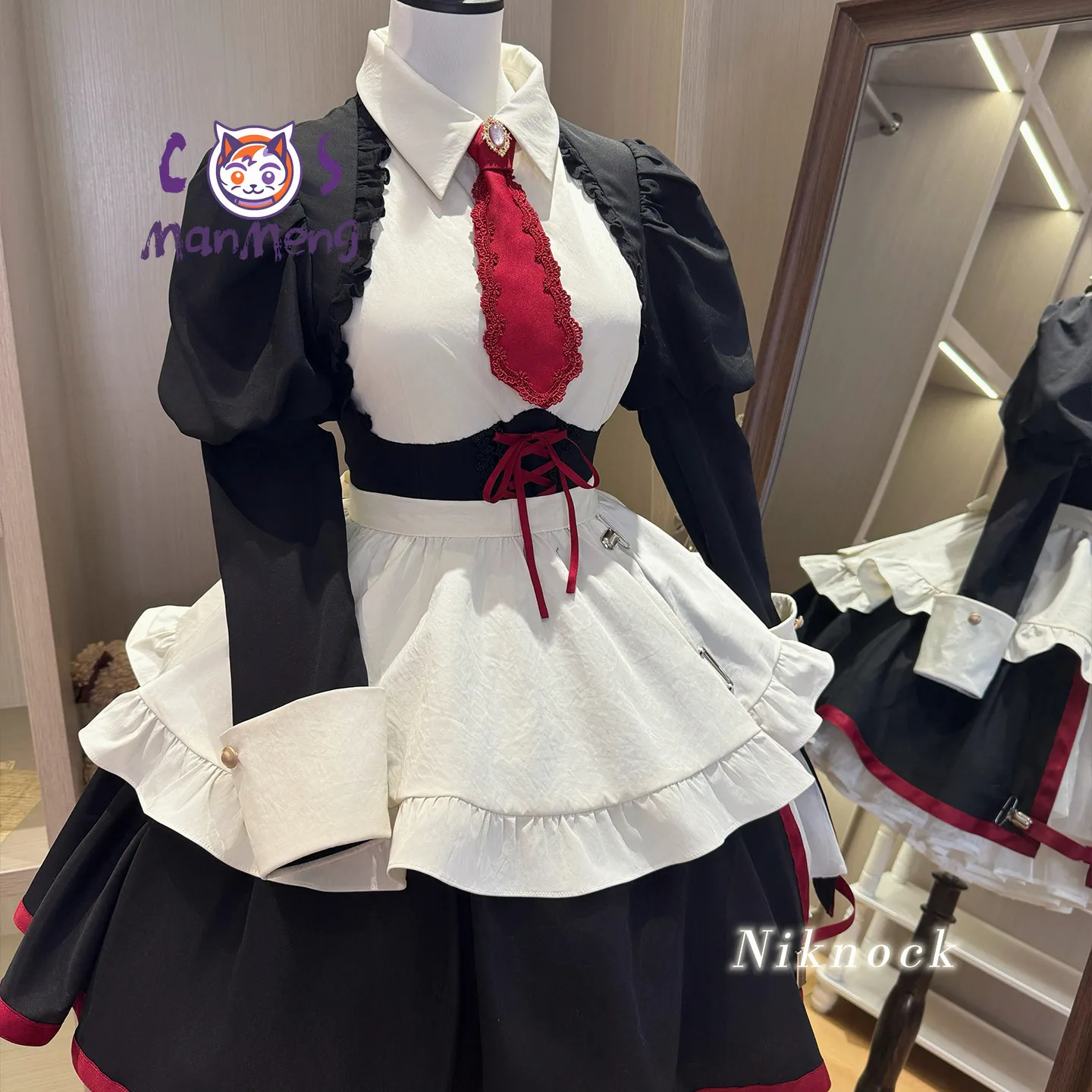 Game When they cry 3 Yasuda Sayo Syanon Cosplay Costume Women's Sweet Maid Uniform Headwear Wig Halloween Party Lolita Dress view 3