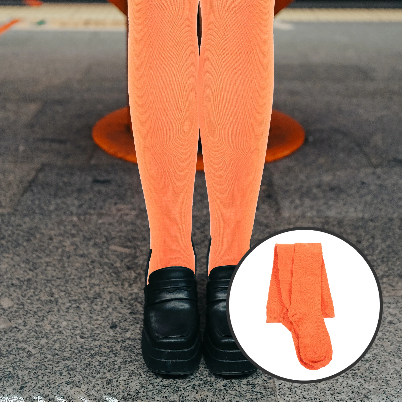 

Orange Long Socks Women over Knee Thigh High 10# Soft Elastic Stockings Girl Leg Shaping Everyday Wear
