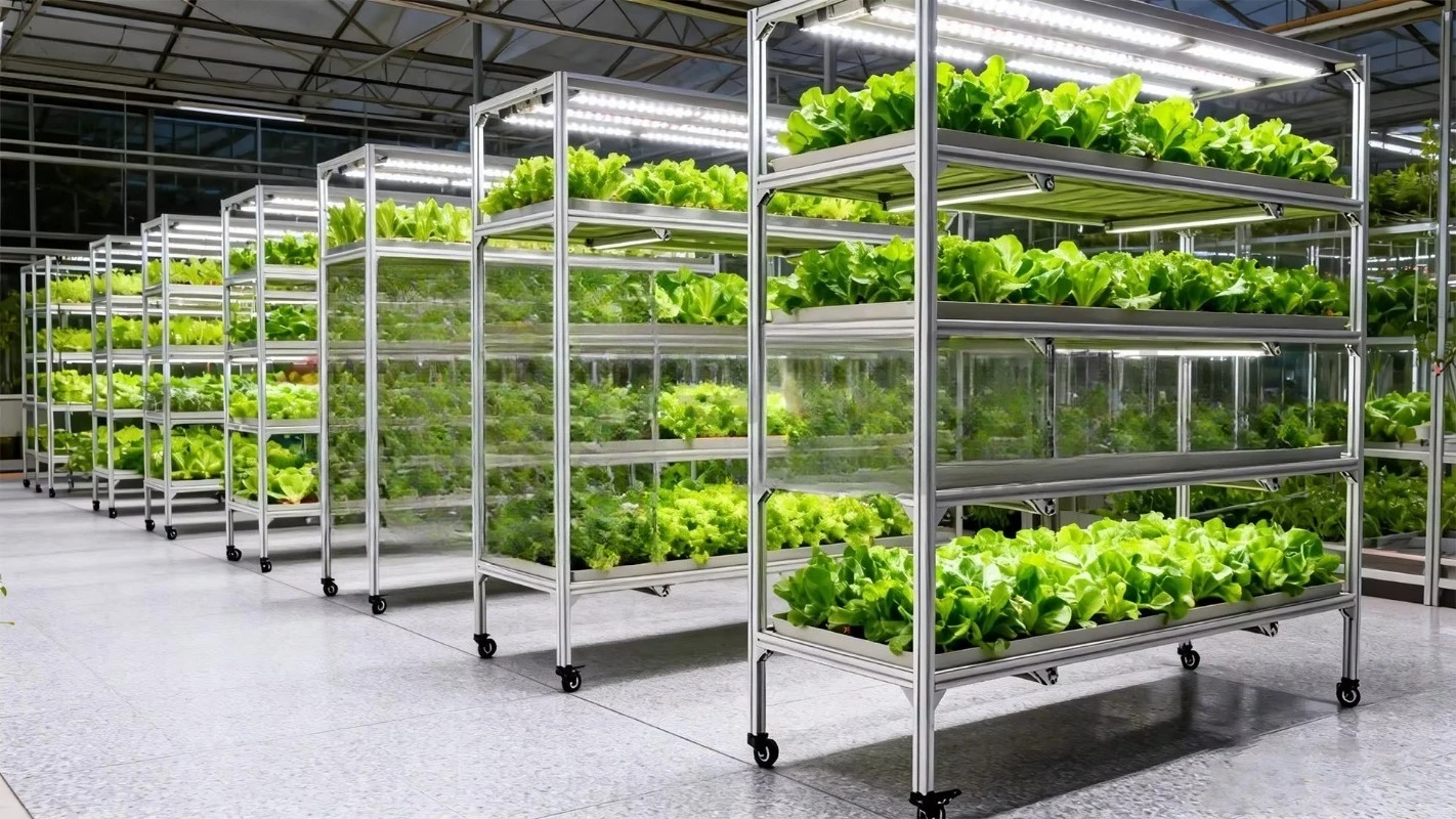 Mobile multi-layer hydroponic frame for vegetable cultivation in greenhouse