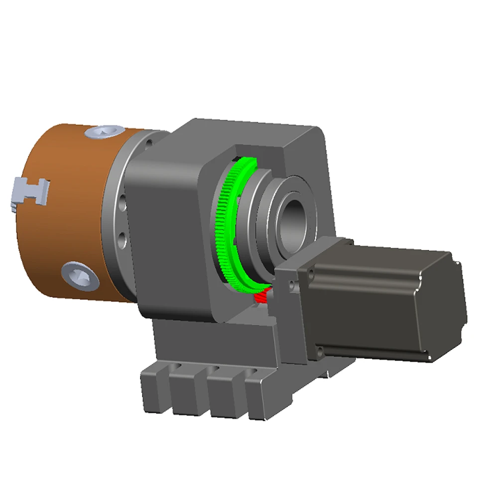 CNC A 4th Axis Rotary Axis Gearbox Reducer NEMA 23 Stepper Motor CNC Indexing Head 3/4 Jaws 100MM Chuck Engraving Machine Tool