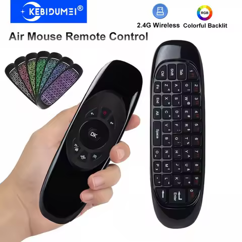 KEBIDUMEI 2.4G Wireless Air Mouse 2.4G Wireless Keyboard and Mouse Set Mini Keyboard with IR Learning for PC Projector Laptop