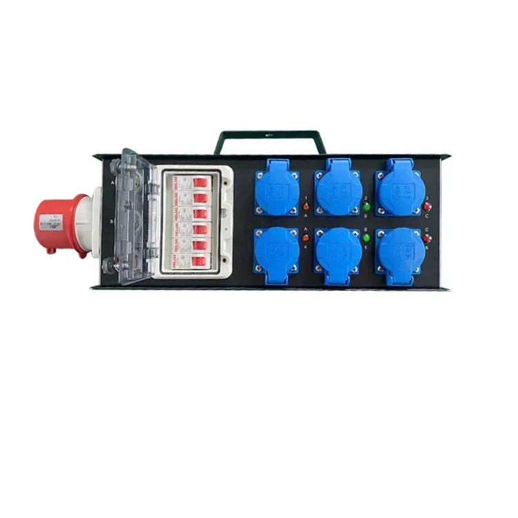 2026/J&H JHDB3-3206C 32A input stage power distro box with 6pcs 16A schuko socket output