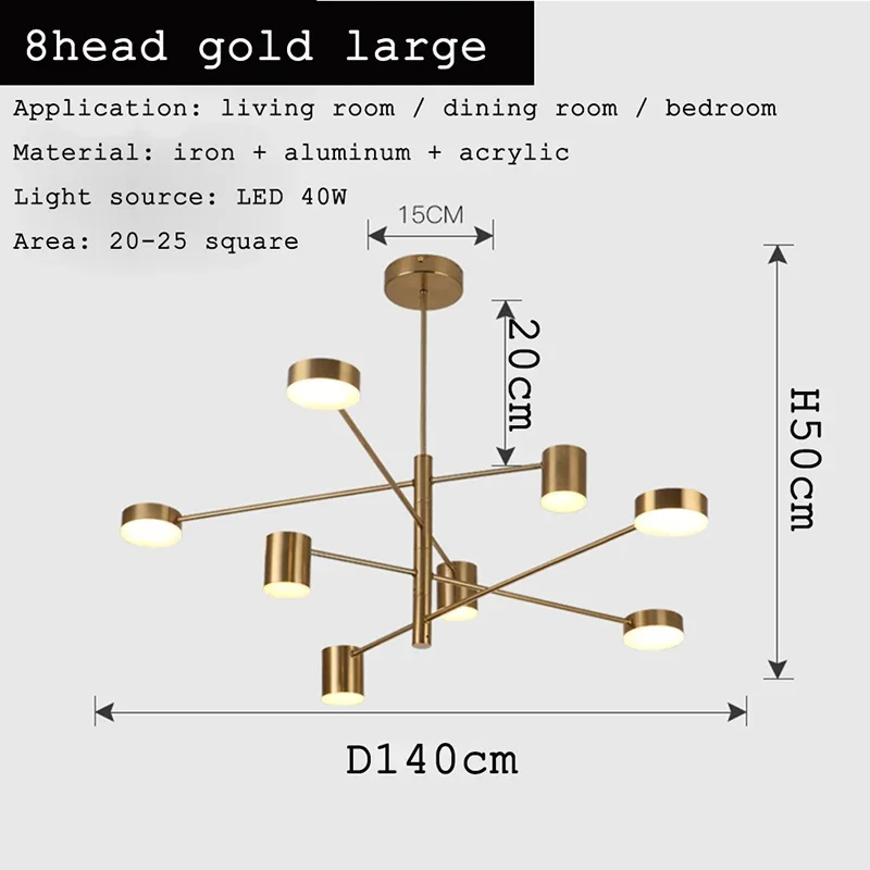 QINGYUNKE Kronleuchter Lang LED Nordic Stil Schwarz Gold Weiß 9