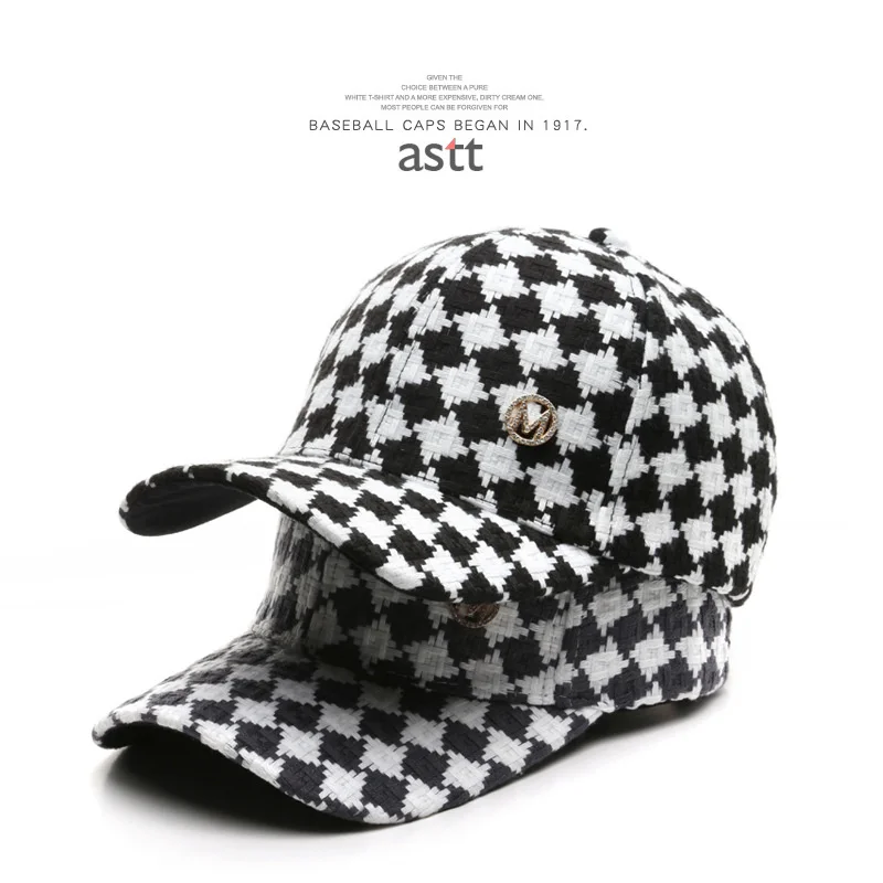 

Dropshipping Winter Warm Baseball Cap Plaid Dad Hat Windproof Strapback Hat Trendy Warm Lined Visors