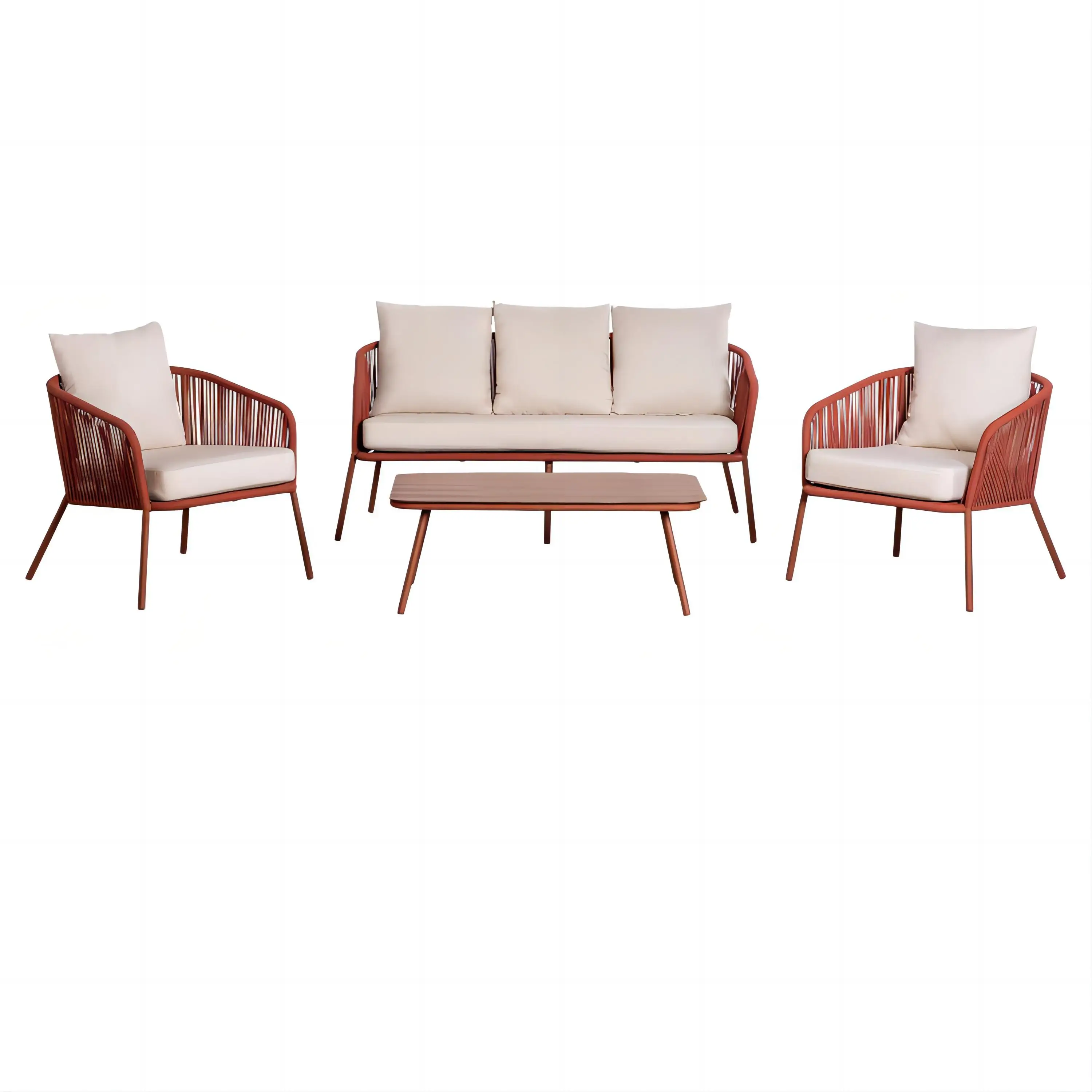 

Modern Luxury Design Outdoor Patio Garden Sofa Set Single Waterproof Aluminum Polyester Rope for Hotels Living Room Elegant