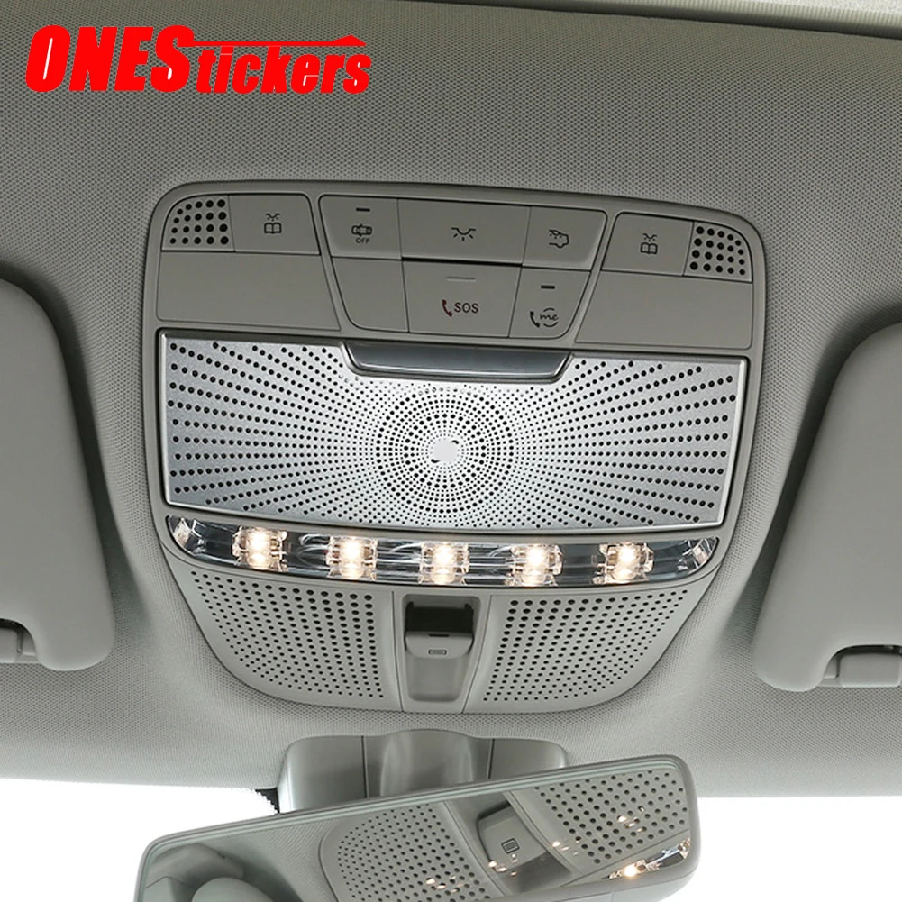 For Mercedes Benz C E GLC Class W205 W213 X253 Stainless Steel Car Accessories Roof Reading Light Cover Trim Decoration Frame