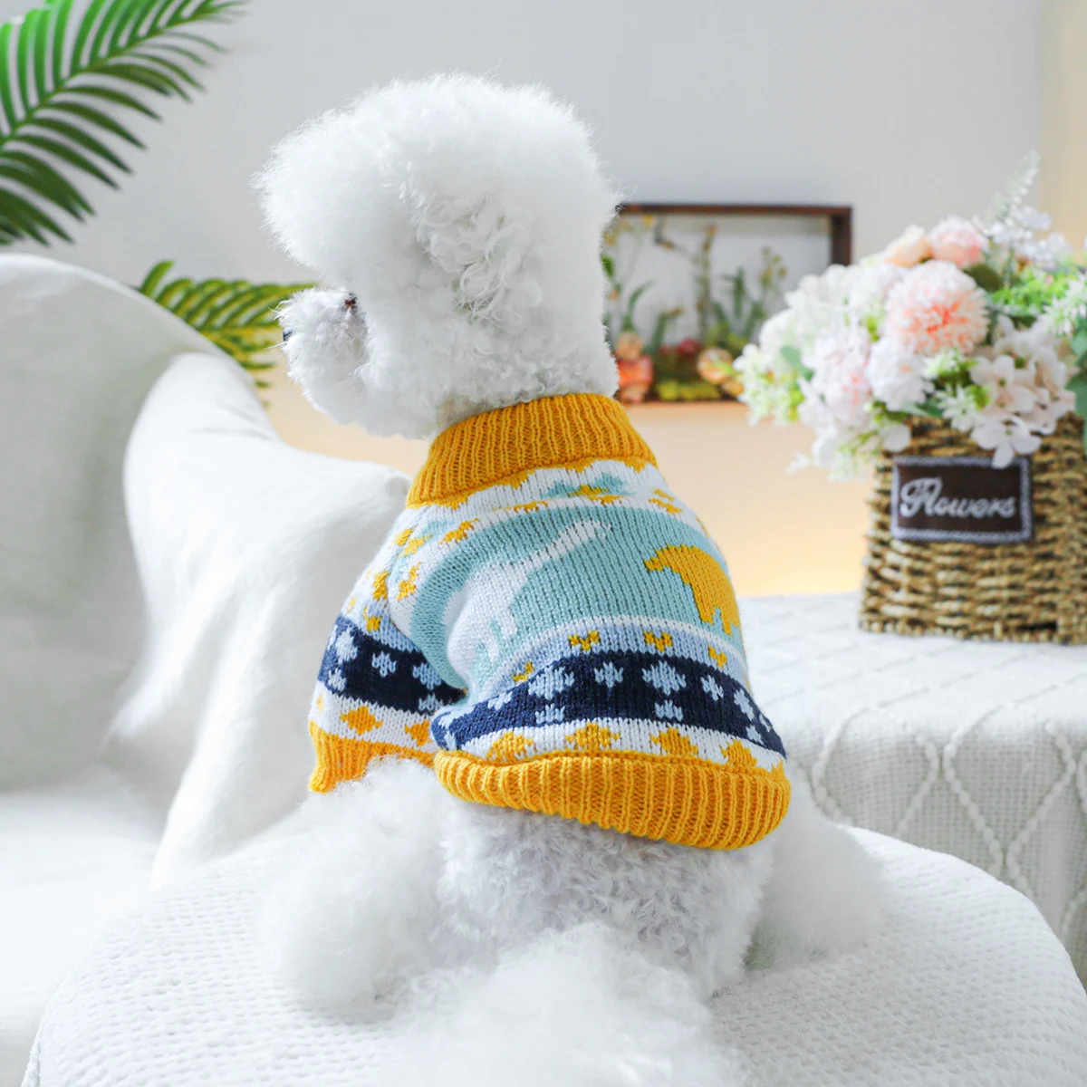 1PC pet clothing dogs spring and autumn pullover, stretch Jurassic sweater suitable for small and medium -sized dogs