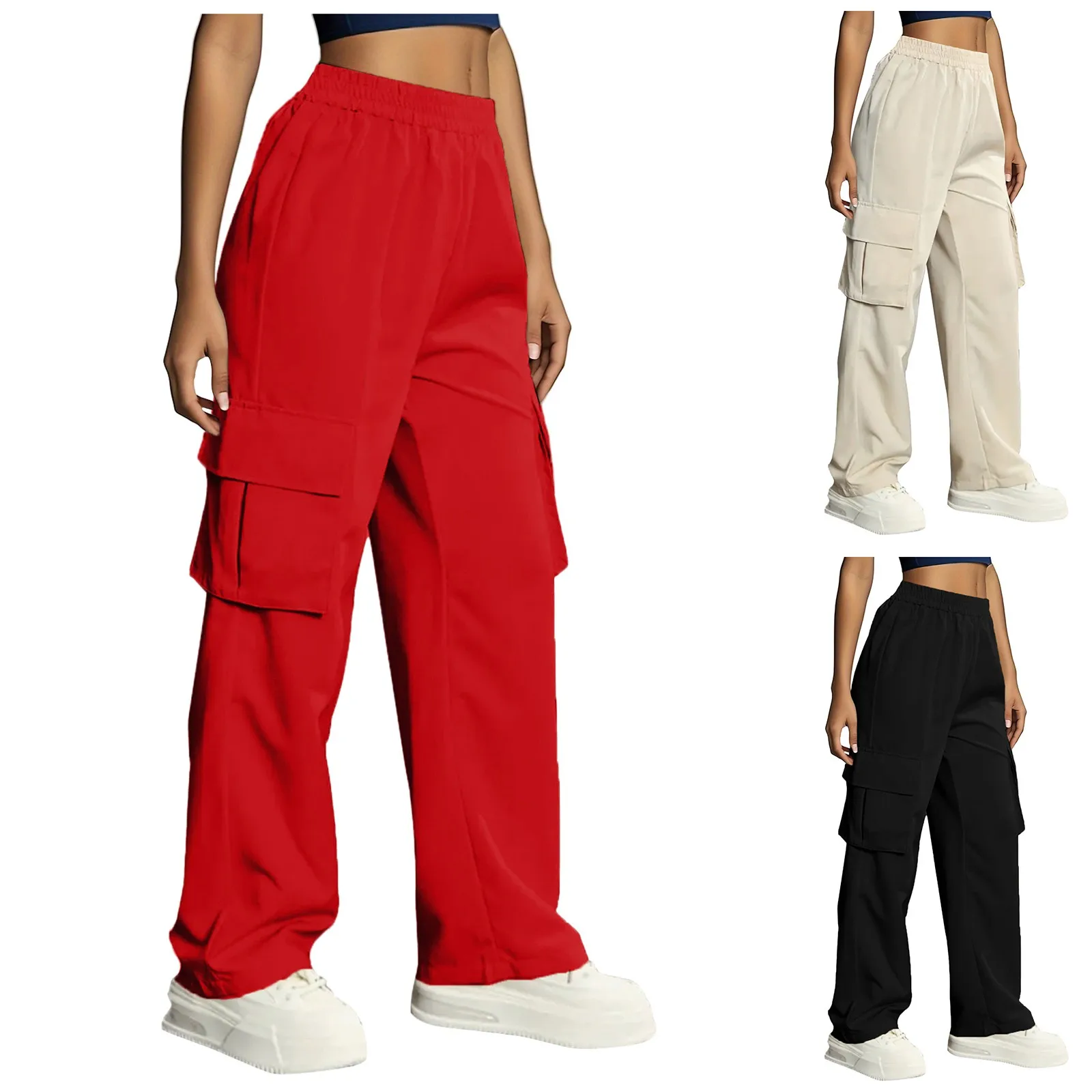 

Women's Solid Color Athletic Casual Pants Workwear Sweatpants Pockets Long Pants Women Casual Pants for Summer