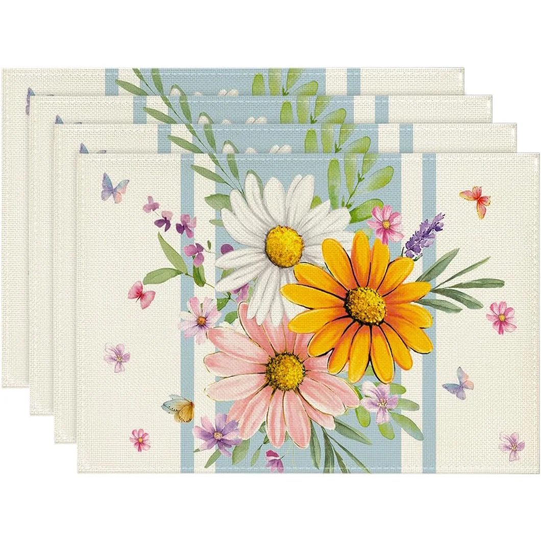 Marine Ocean Starfish Shell Theme Table Mats Non Slip Washable For Dining Room Summer Holiday Party