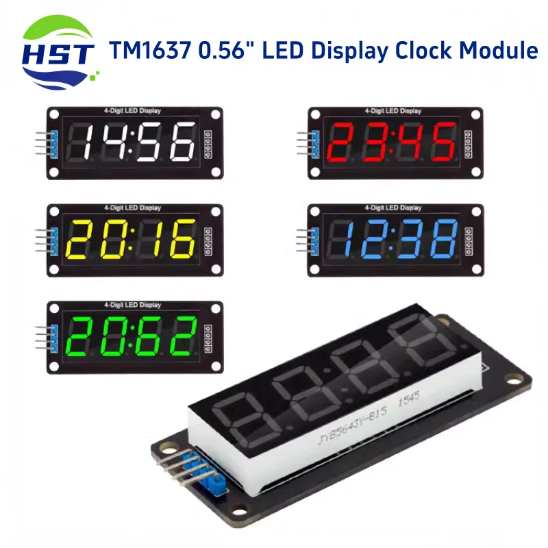 وحدة ساعة عرض LED TM1637 لـ Arduino 4 أرقام 7 قطعة 0,56 بوصة