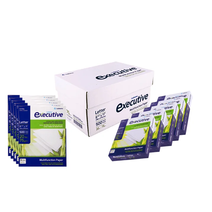 

Executive Multipurpose Copy Printer Paper - Size 8.5” x 11”, 20lb - Sugarcane Fiber