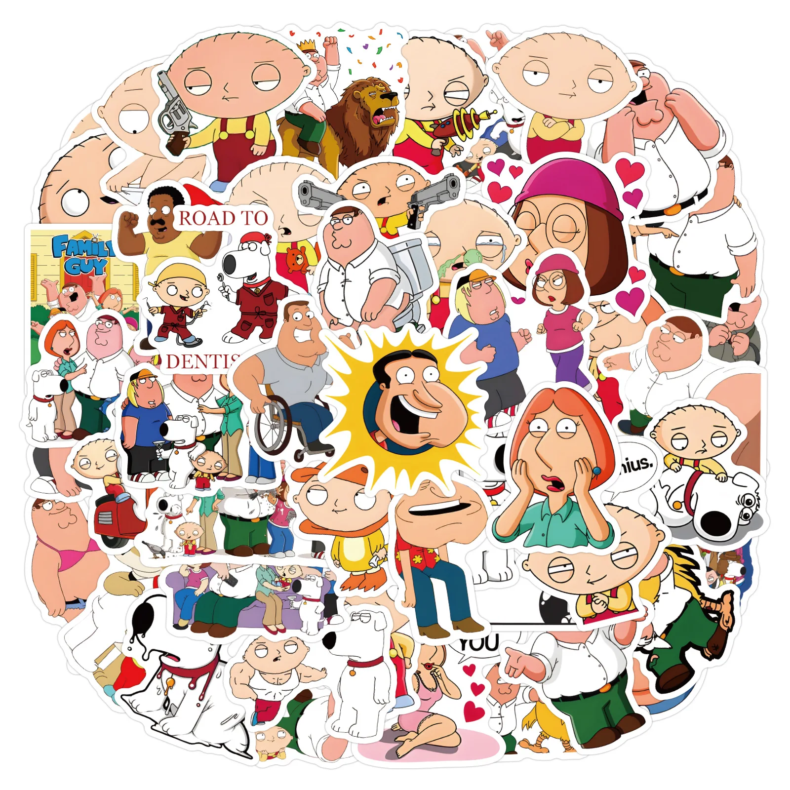 55pcs Family Guy Stickers Cartoon DIY Graffiti Skateboard Luggage Water Bottle Waterproof Anime Kids Stickers Decals Toys