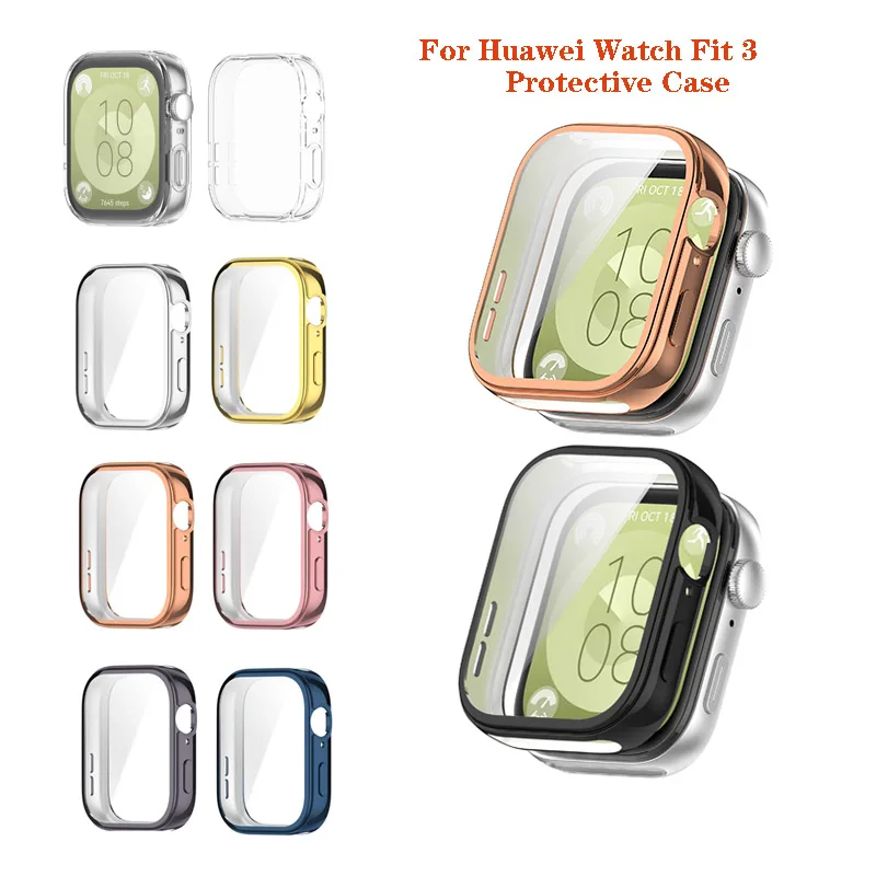 Plating Case For Huawei Watch Fit 3 Scratch Resistant Full Bumper TPU Protective Cover Huawei Fit3 Accessories Screen Protector