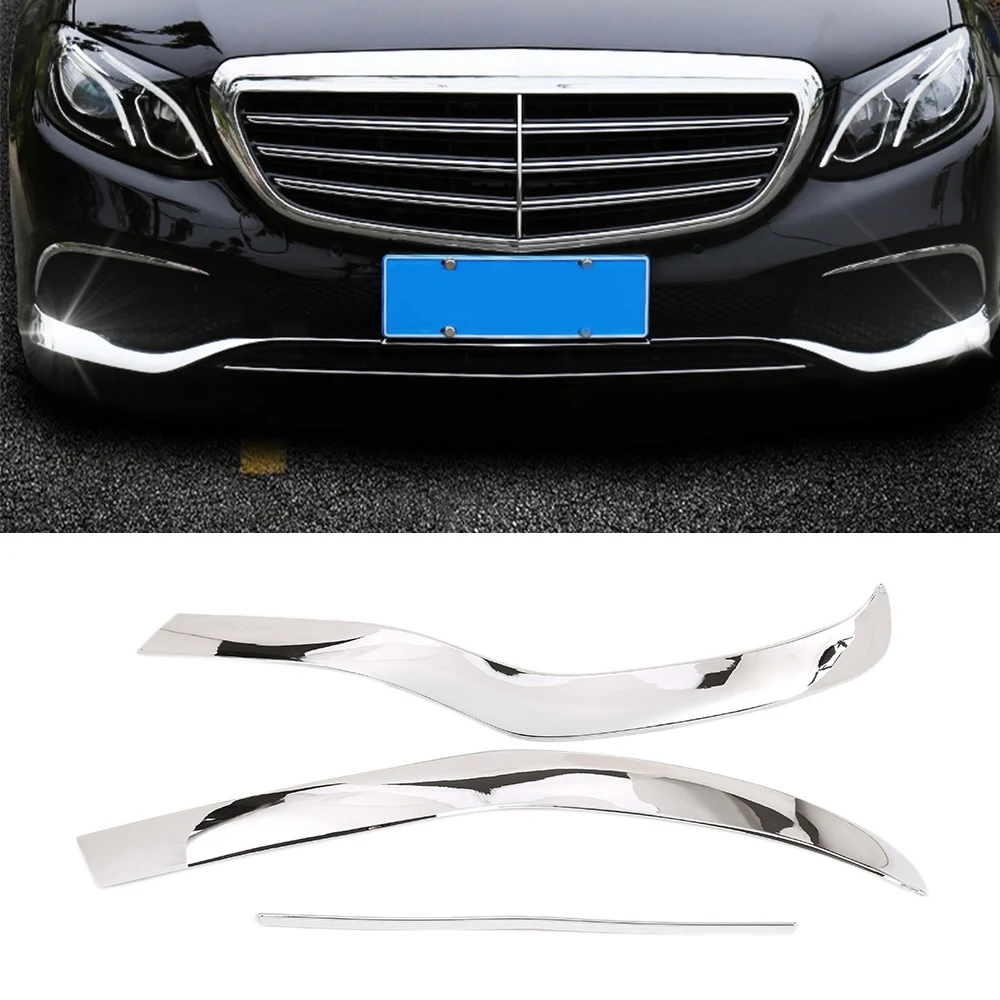 for Mercedes Benz E Class W213 2016-2019 Chrome ABS Front Bumper Plate Spoiler Spoilers Decorative Cover Trim