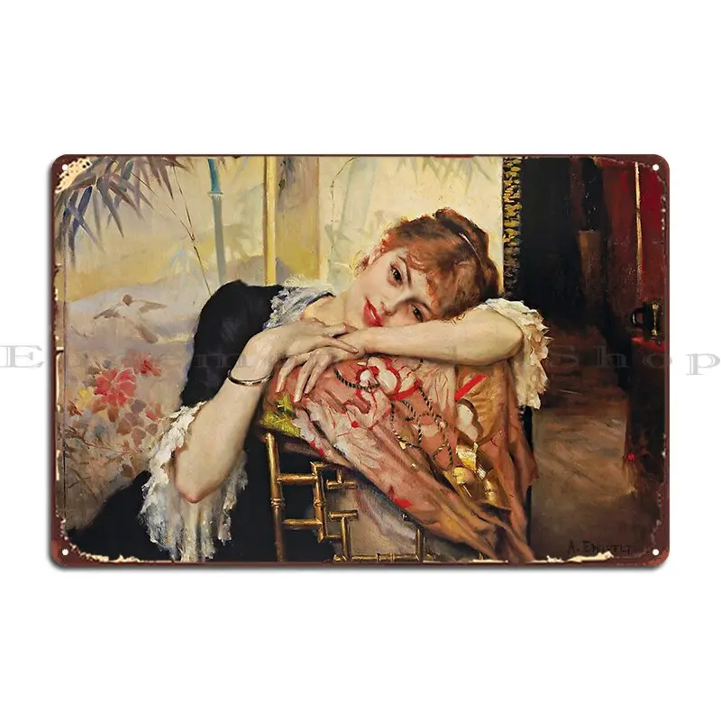 The Parisienne Virginie Albert Edelfelt Metal Signs Party Garage Garage Party Club Create Tin Sign Poster