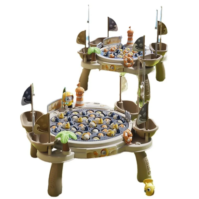 Gioco di pesca magnetico per bambini Giocattolo di pesca elettrico per bambini Ha musica Gioco di filatura Canna da pesce Educazione Regali per bambini di 3 anni