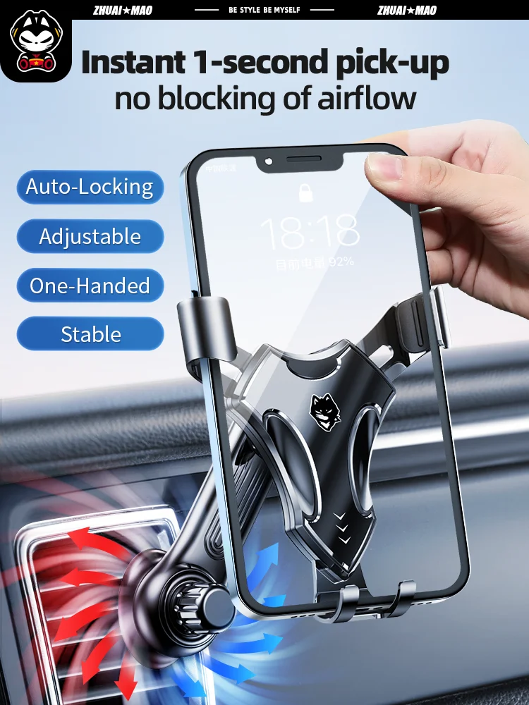 ZHUAIMAO Premium Car Phone Mount Universal Gravity Holder Securely Cradles Car Air Vent Clip Mount Mobile Phone Holder