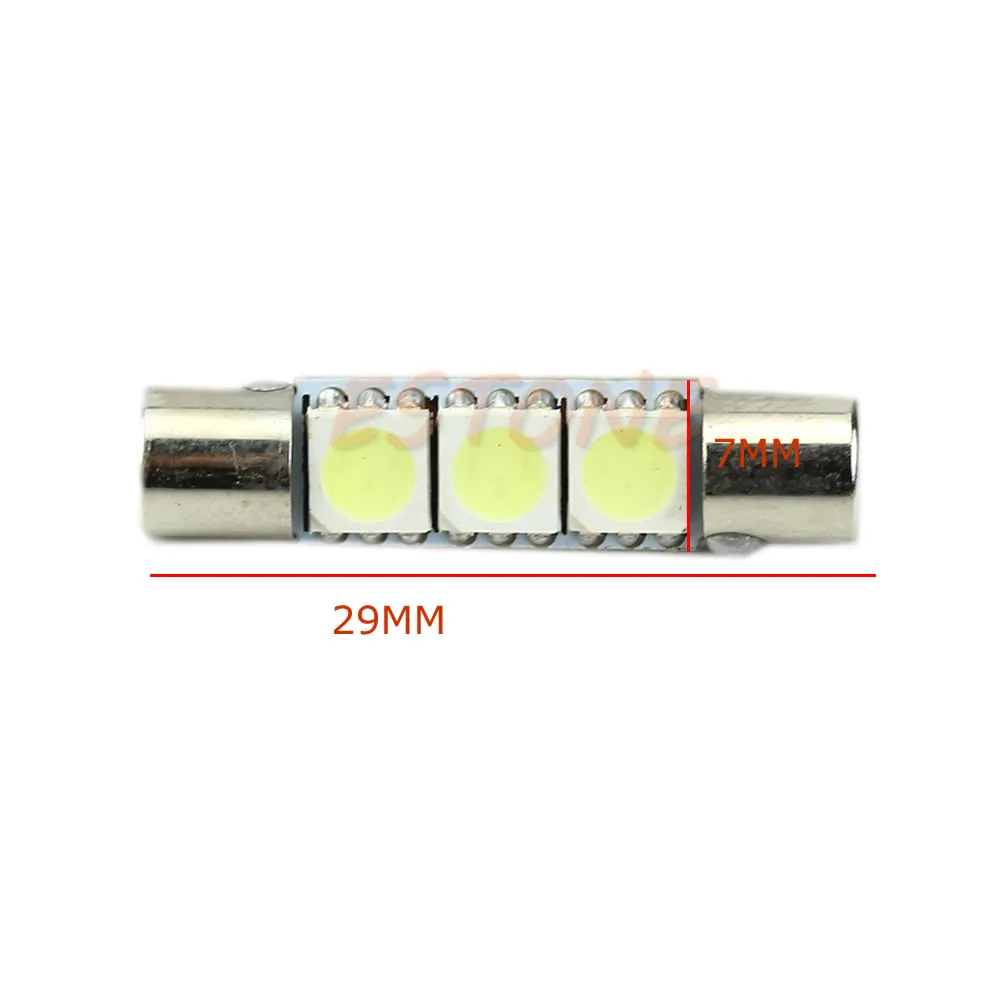 1pcs 29mm T6 3 SMD 5050 LED Lamp Bulb For Car Interior Sun Visor Vanity Mirror Fuse Light Pure White AC12V car-styling